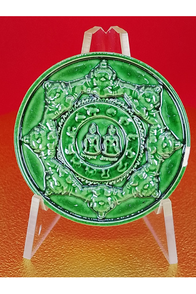 (4 cm. size) Jatukam Ramathep Amulet  “Bucha Khun Phra That – Money Flow Edition”  Wat Phra Mahathat Woramahawihan, Nakhon Si Thammarat, Thailand Limited Piece No. 193